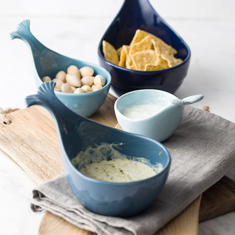 Glazed ceramic dip bowls, styled