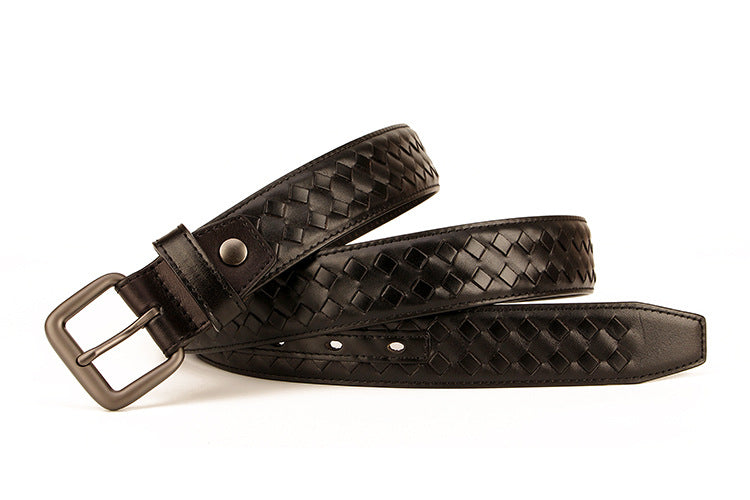 Woven leather belt