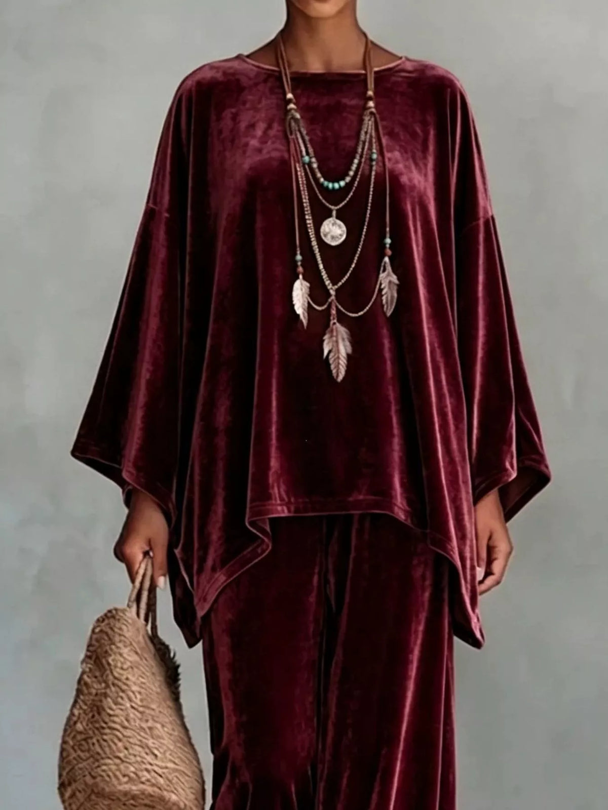 Asymmetric top and pants set
