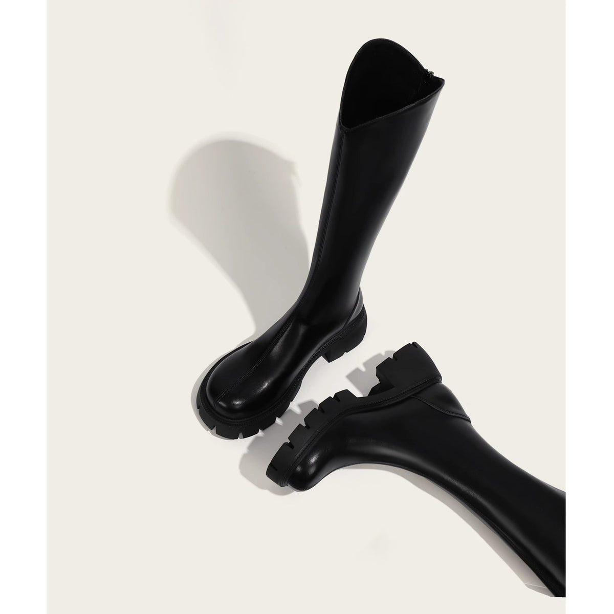 Tall riding boots, Black, sole view