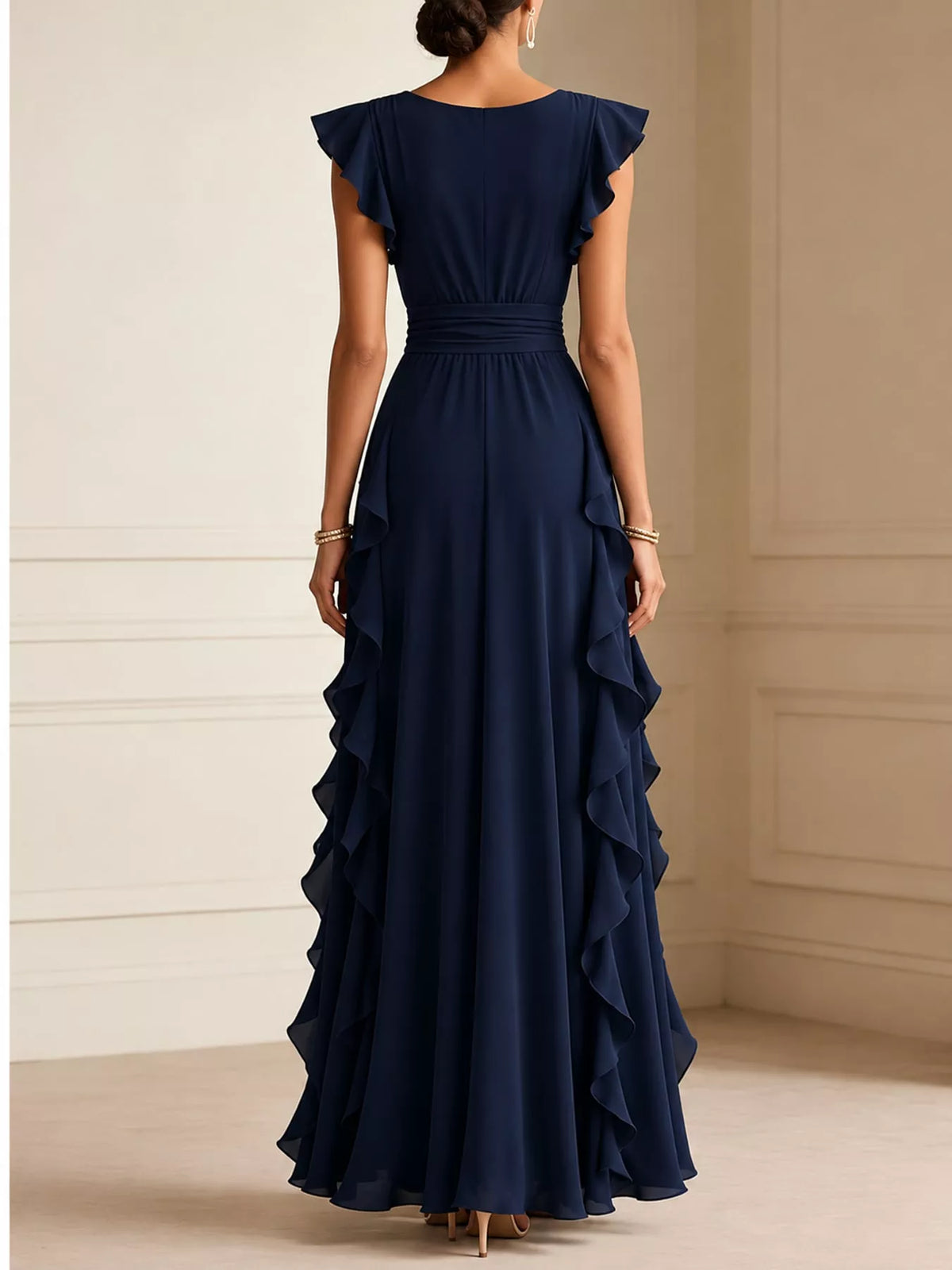 Ruffled surplice sleeveless maxi dress