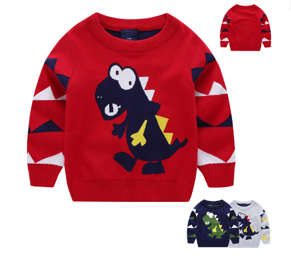 Boys' dinosaur knit sweater