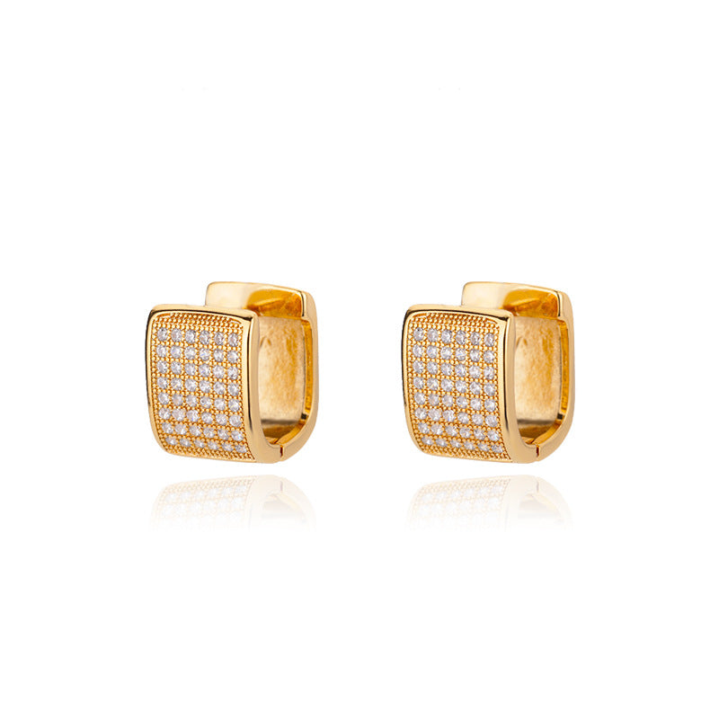Pavé gold hoop earrings