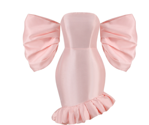 Puff-sleeve satin mini dress