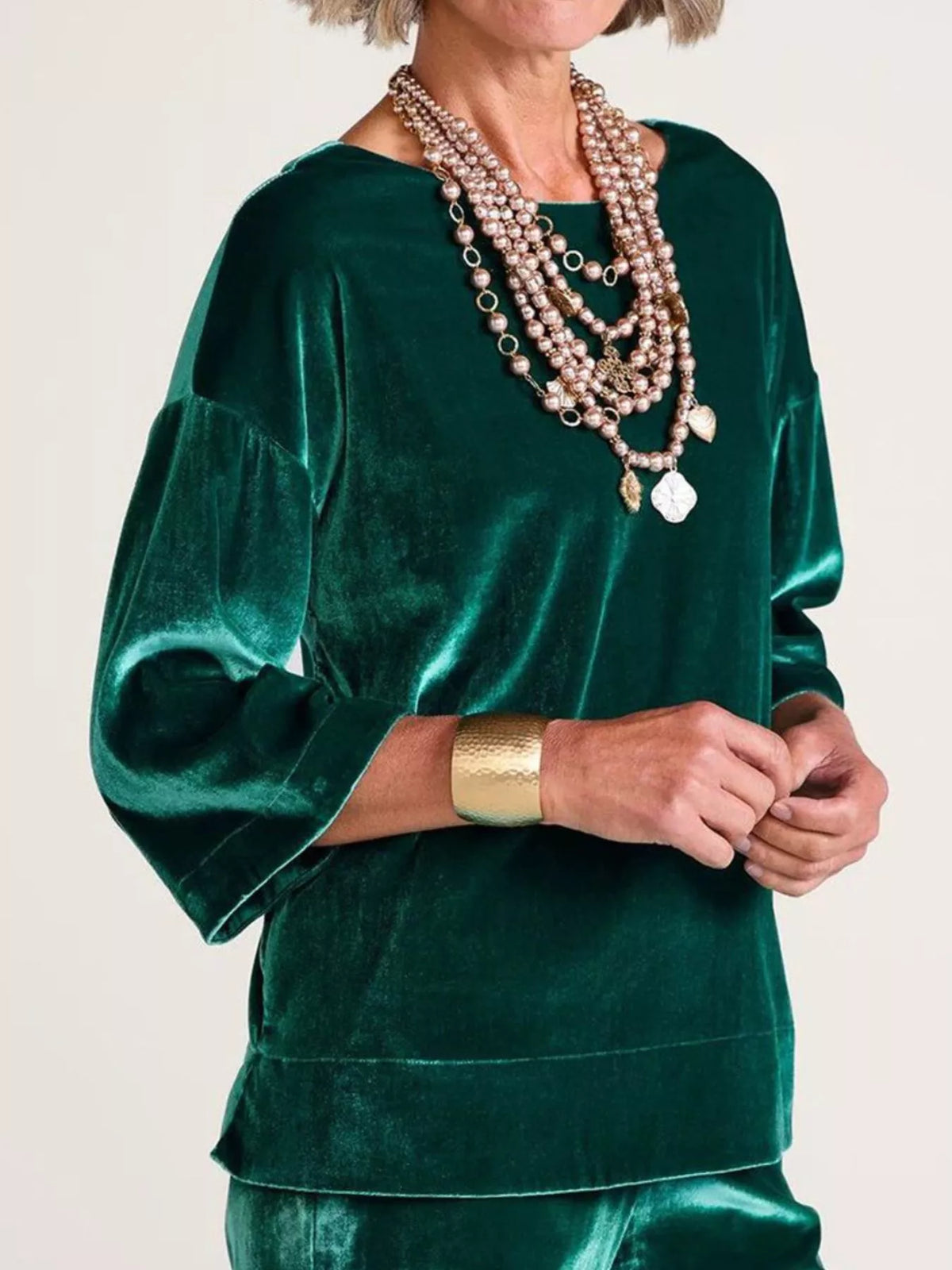 Velvet boat-neck top