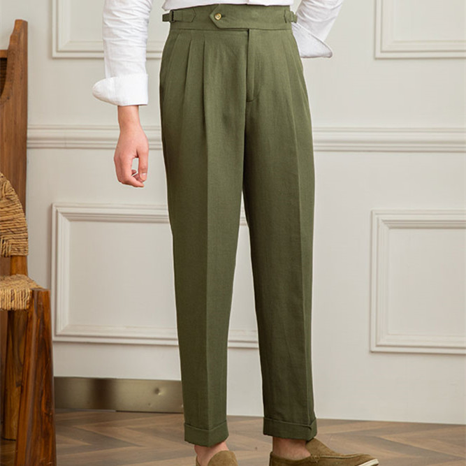 Side-adjuster pleated trousers