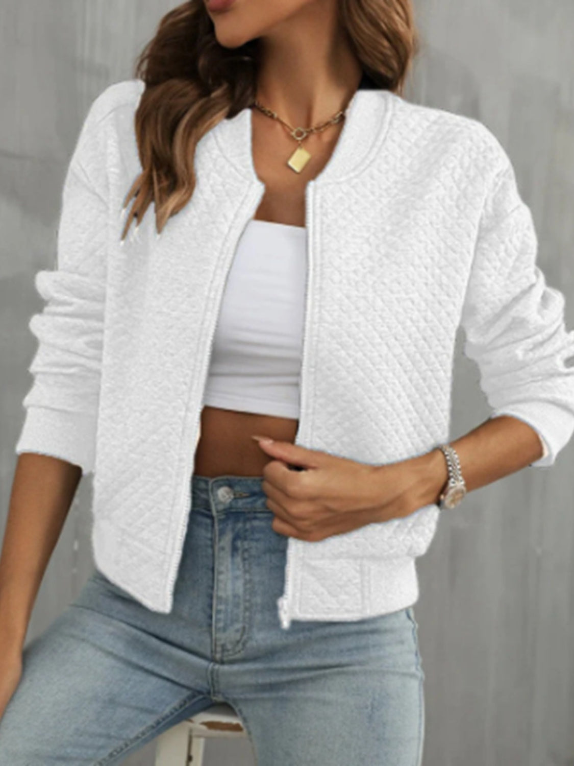 Zip up long sleeve jacket