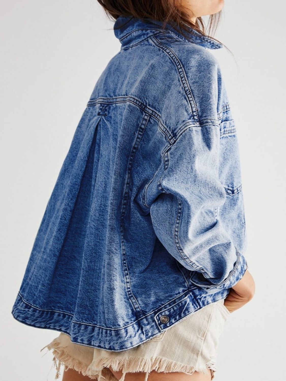 Pocketed button up denim jacket