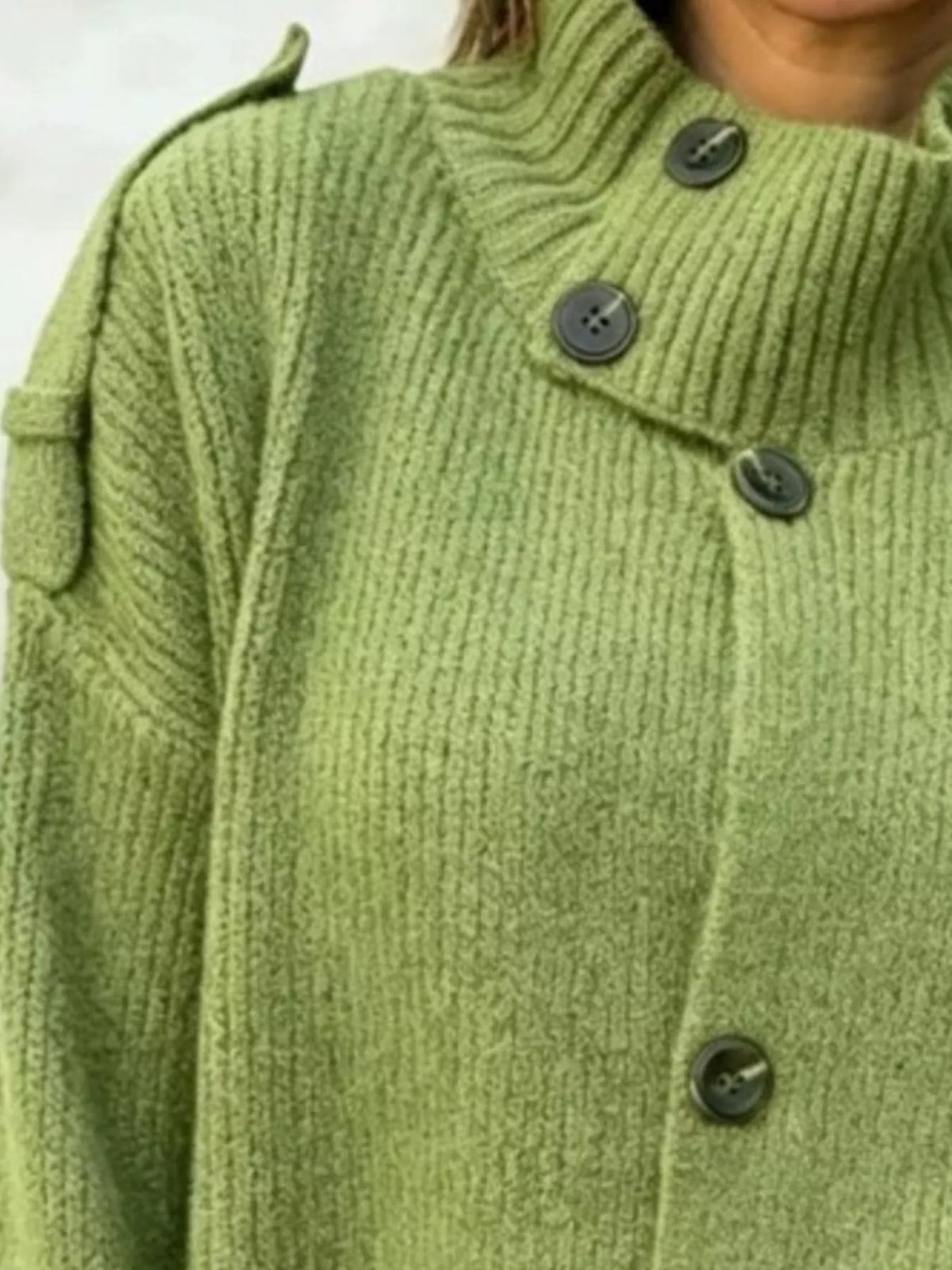 Mock-neck button cardigan