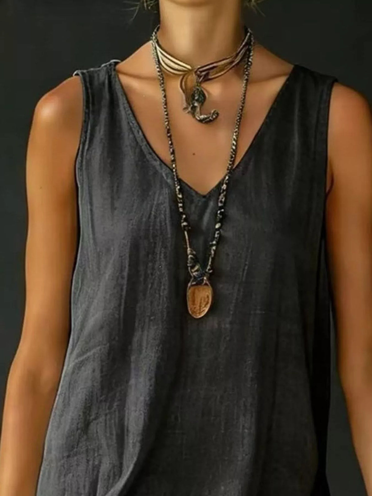 Ruffle-hem sleeveless dress