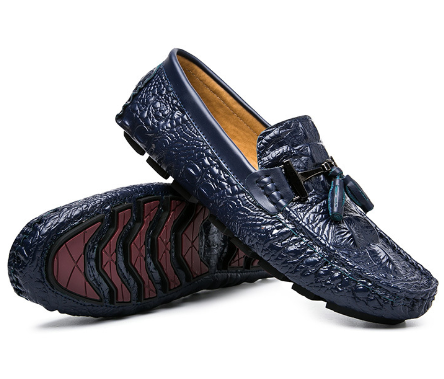 Croc-embossed leather loafers