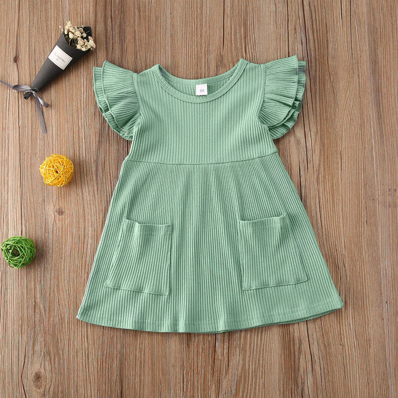 Girls' flutter-sleeve dress