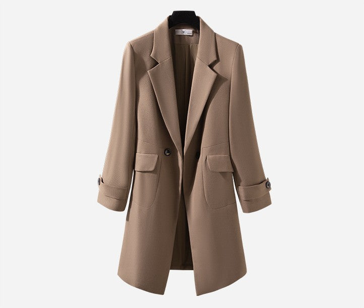 Longline tailored coat, Coffee, on a hanger