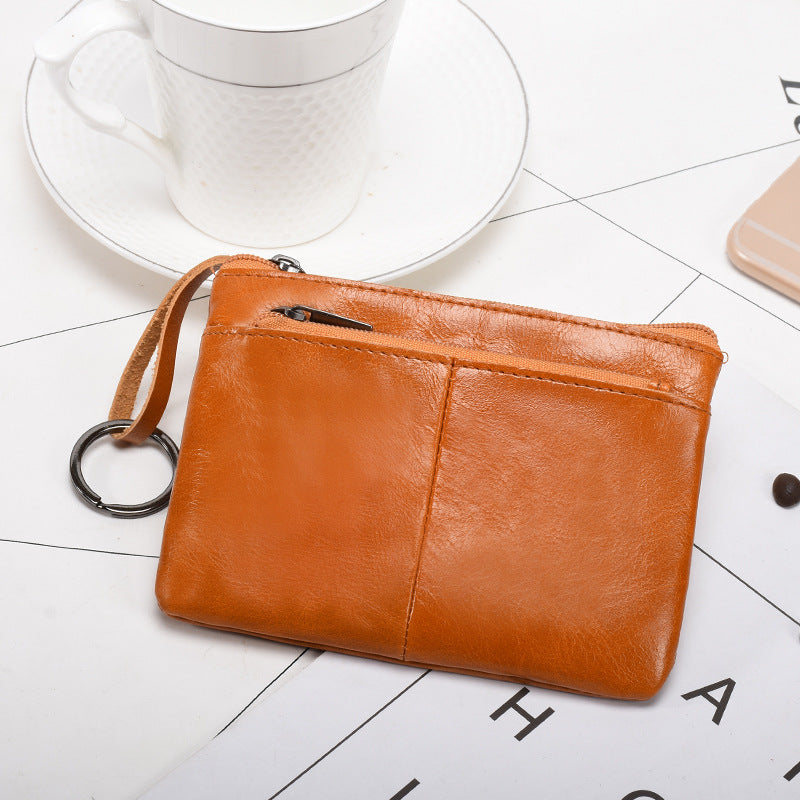 Leather zip coin pouch