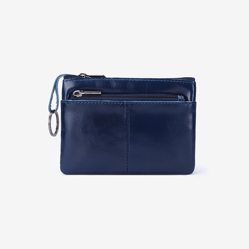 Leather zip coin pouch