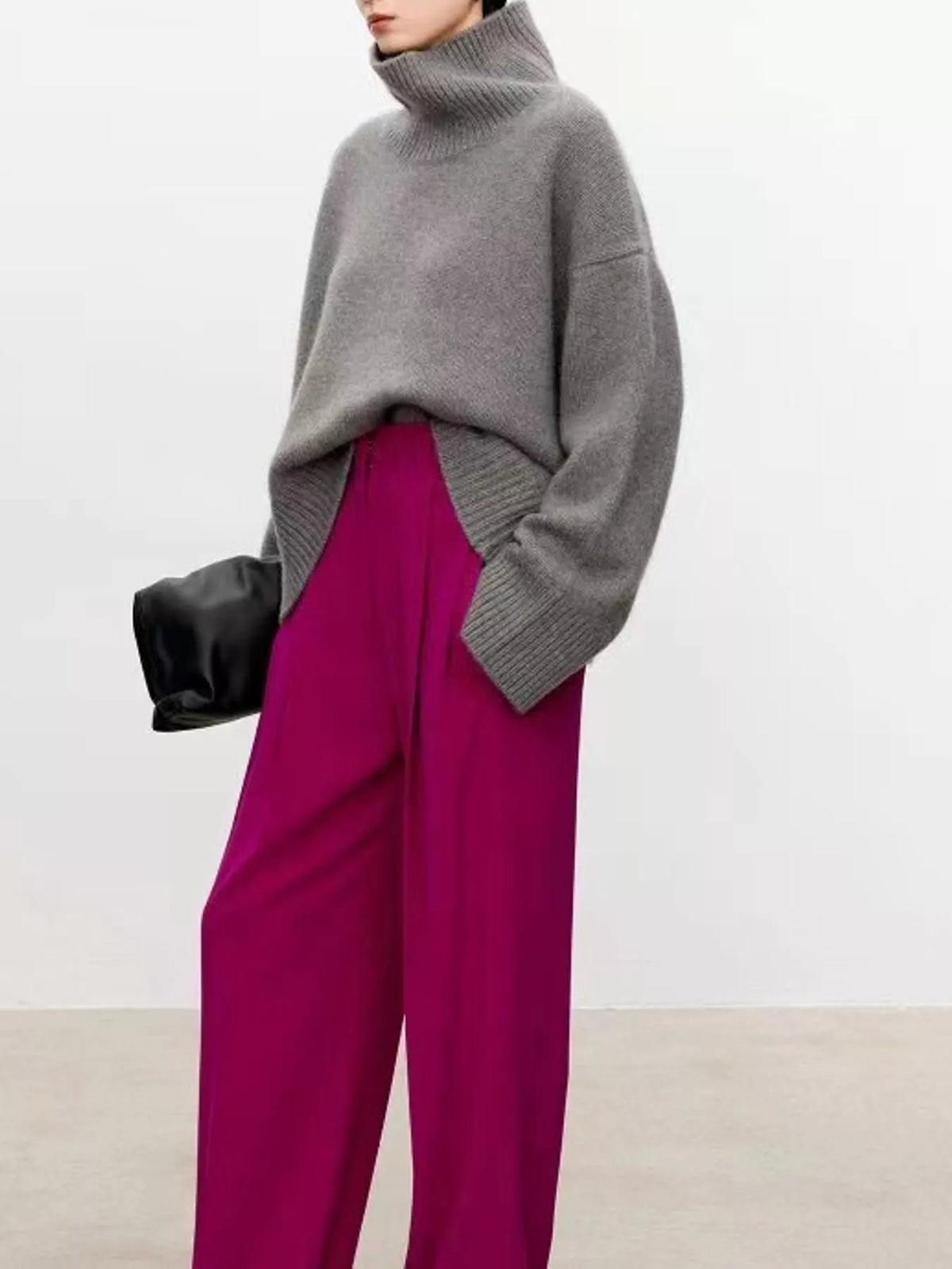 Oversized Turtleneck Wool Sweater