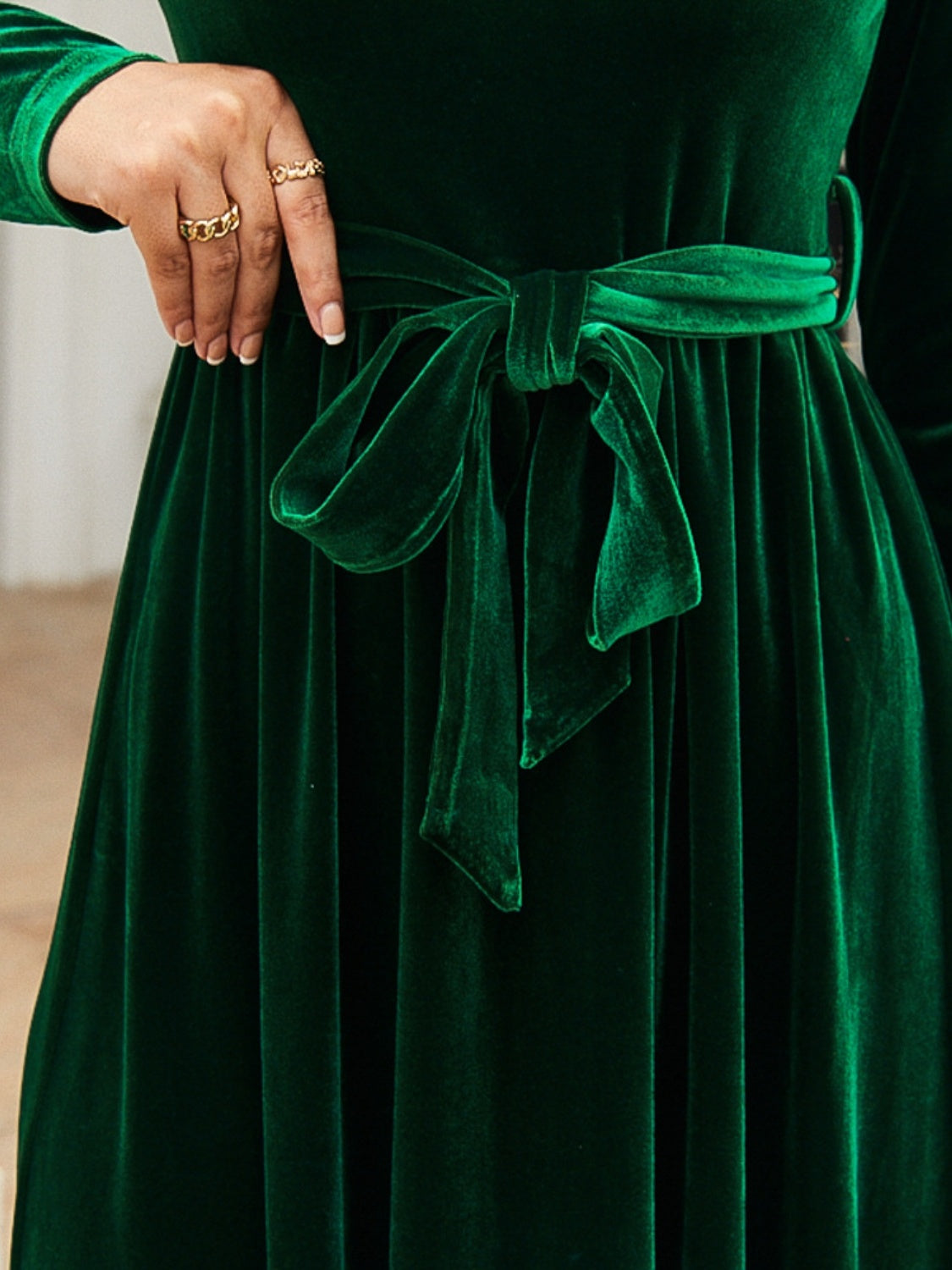Tie-front long-sleeve maxi dress