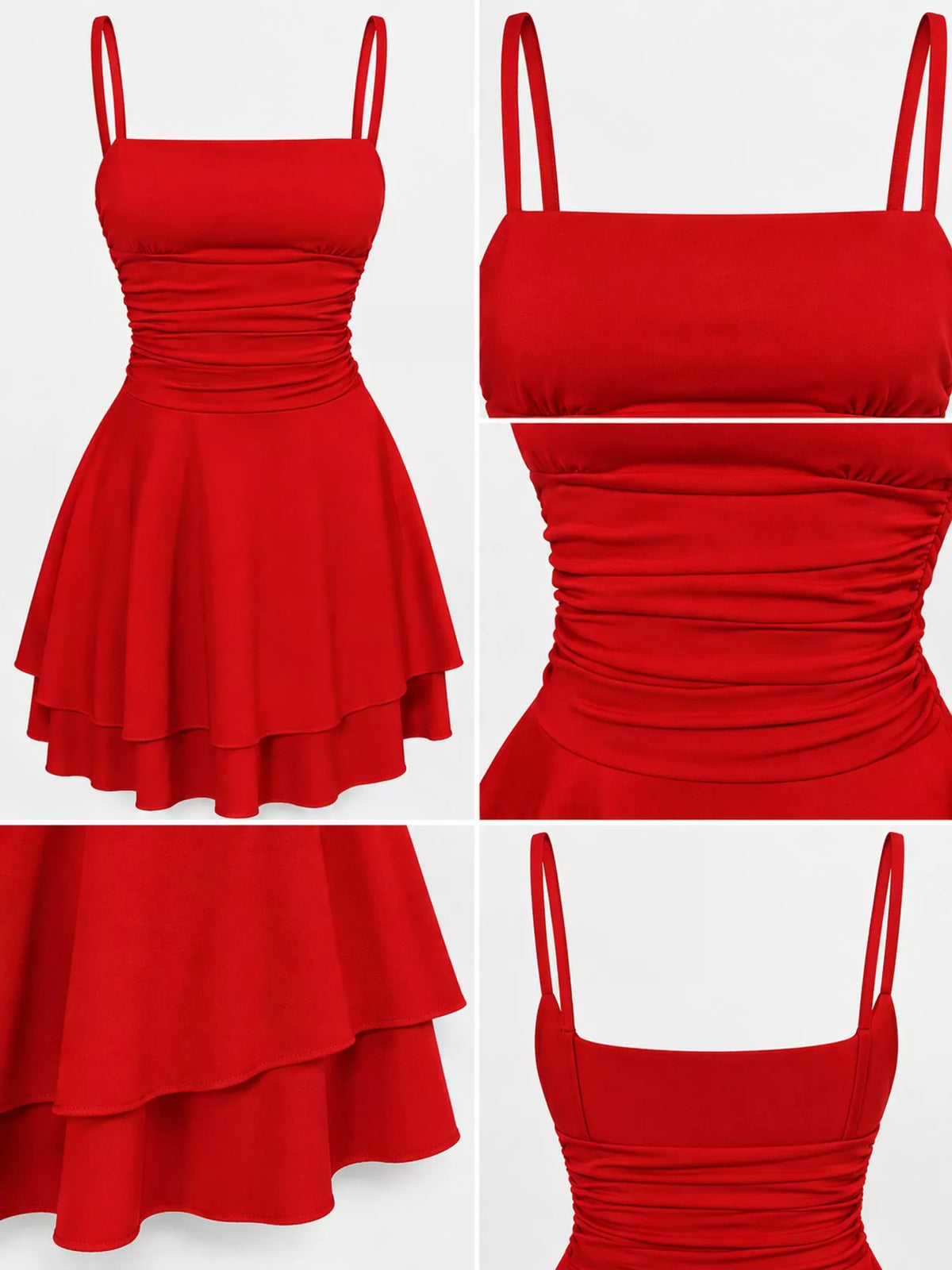 Ruched layered slip dress