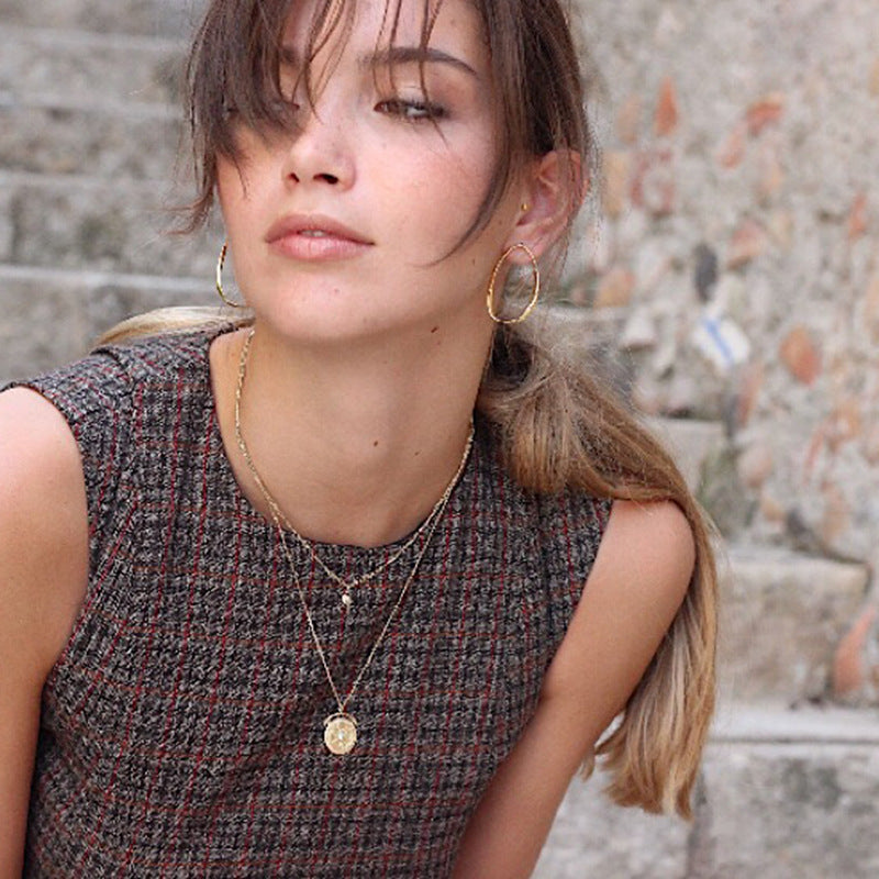 Gold coin layered necklace