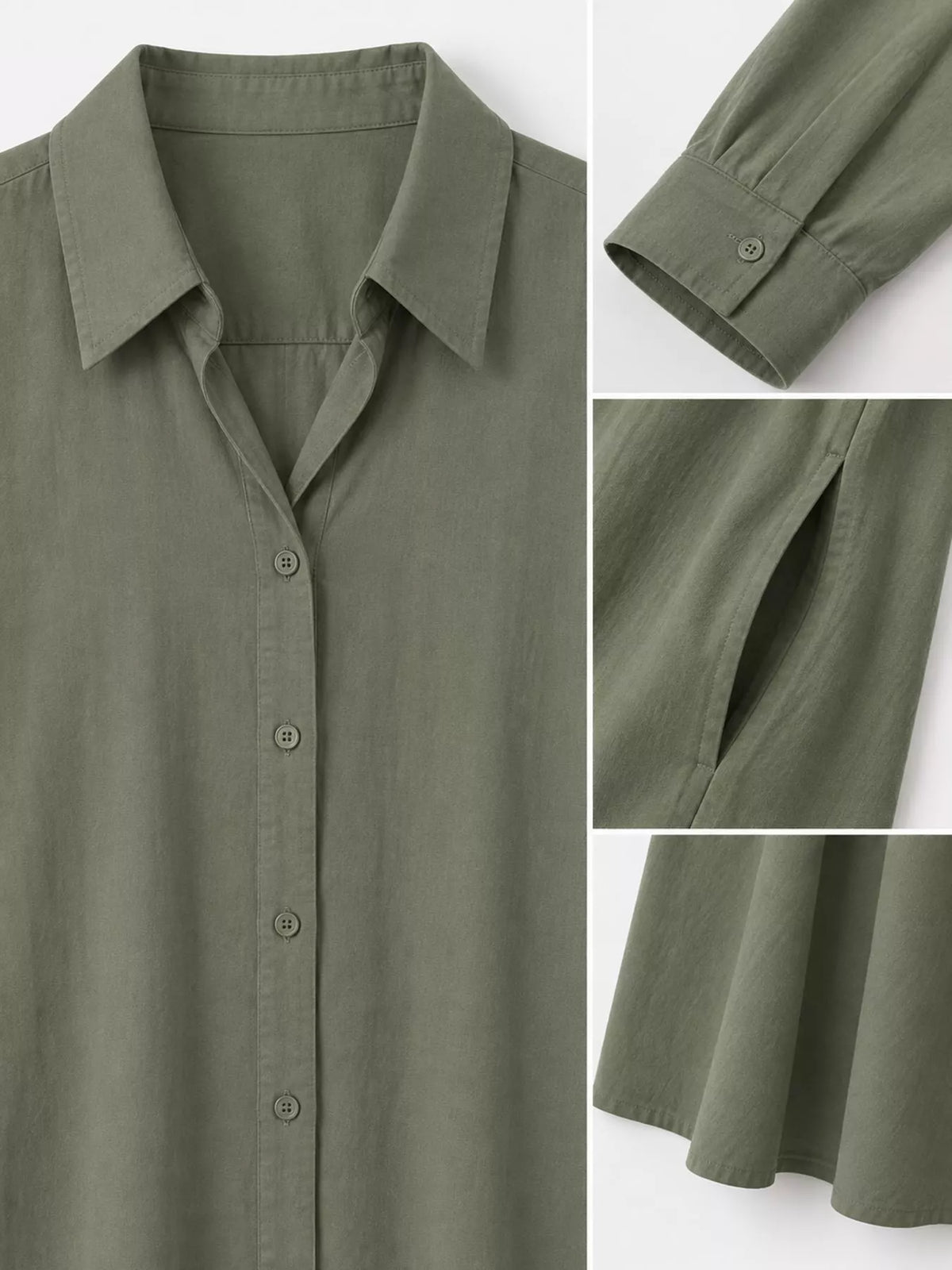 Button front long sleeve maxi shirt dress