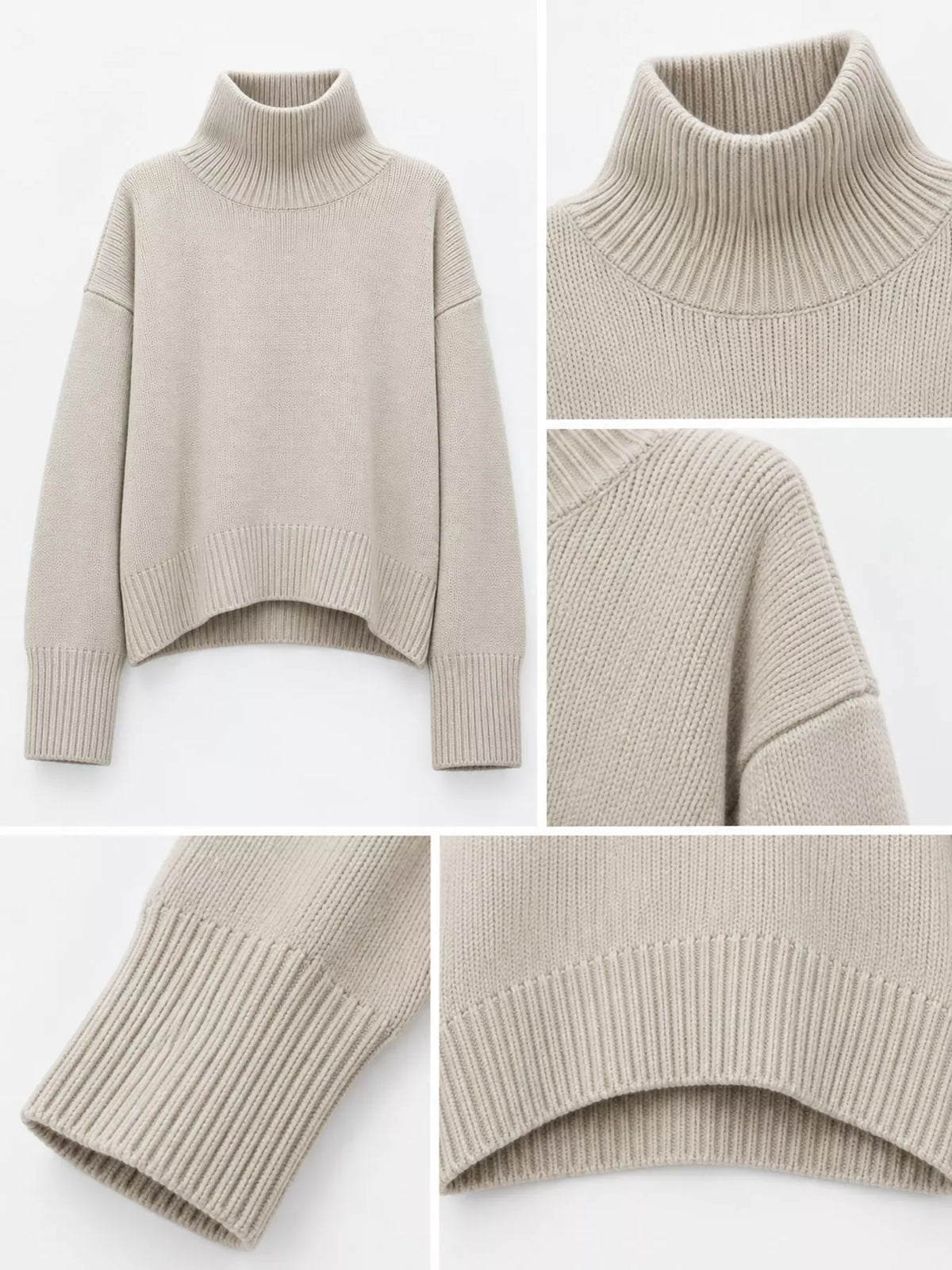 Oversized Turtleneck Wool Sweater