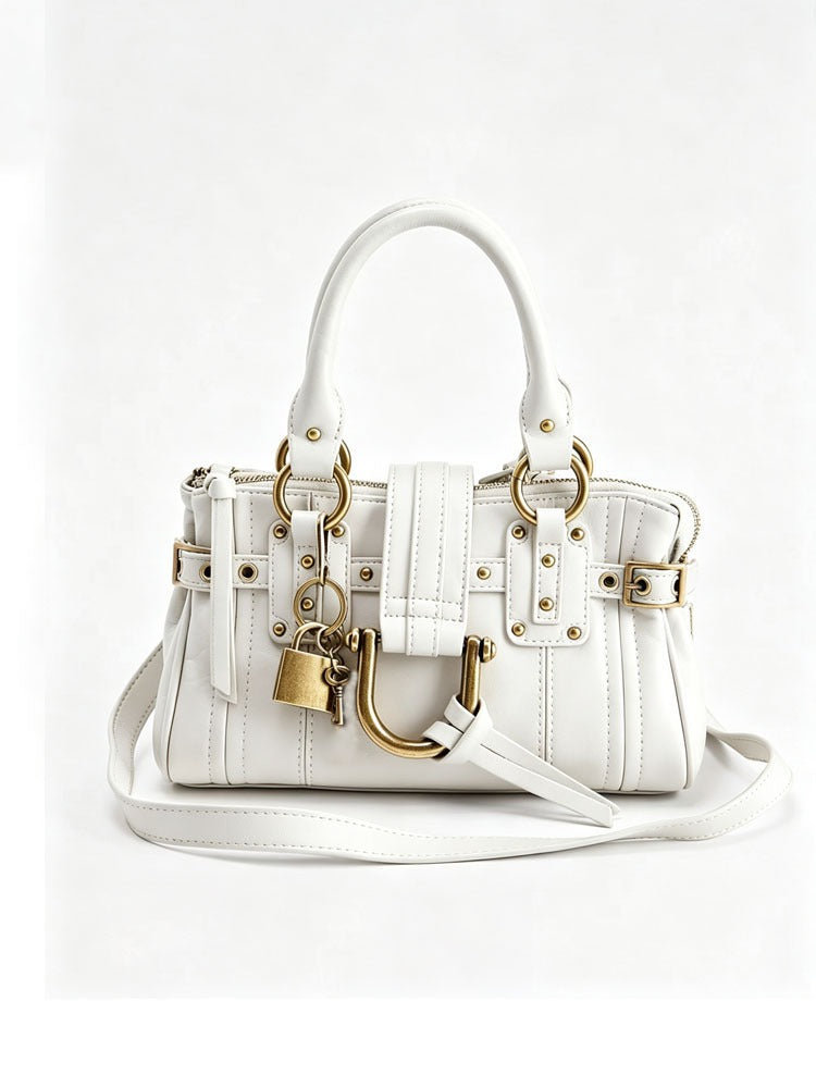Buckled leather satchel