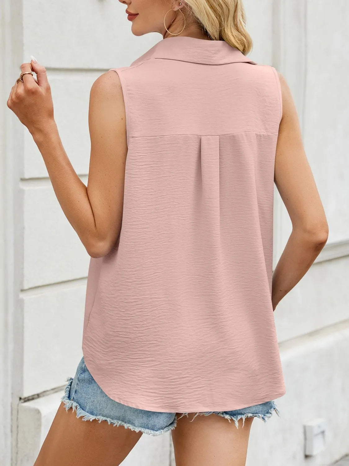 Button down collared neck tank