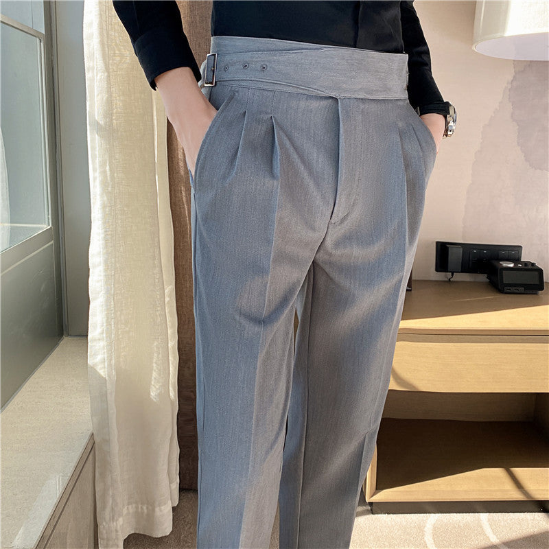 High-waist pleated trousers