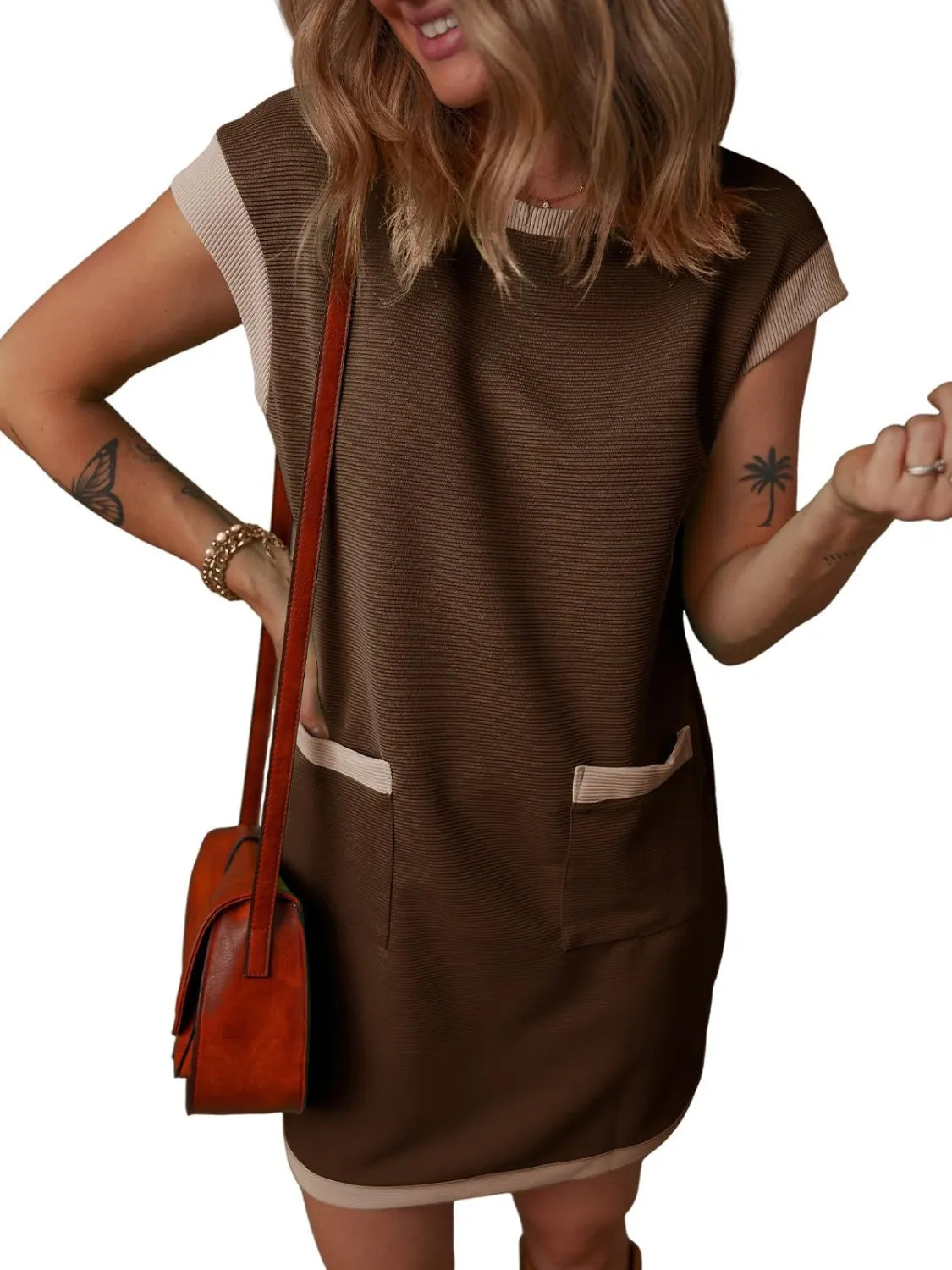 Cap-sleeve mini dress