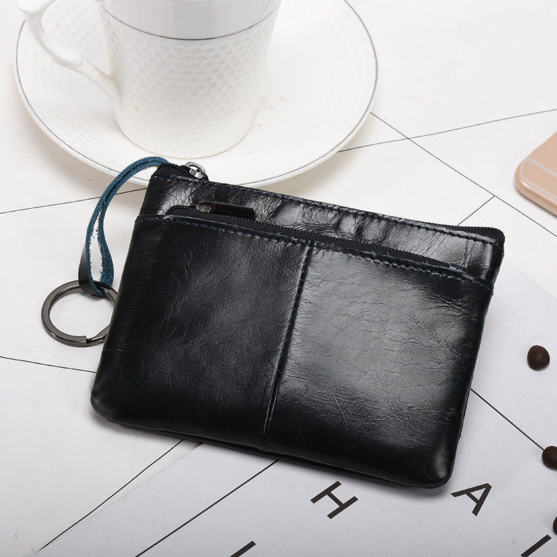 Leather zip coin pouch