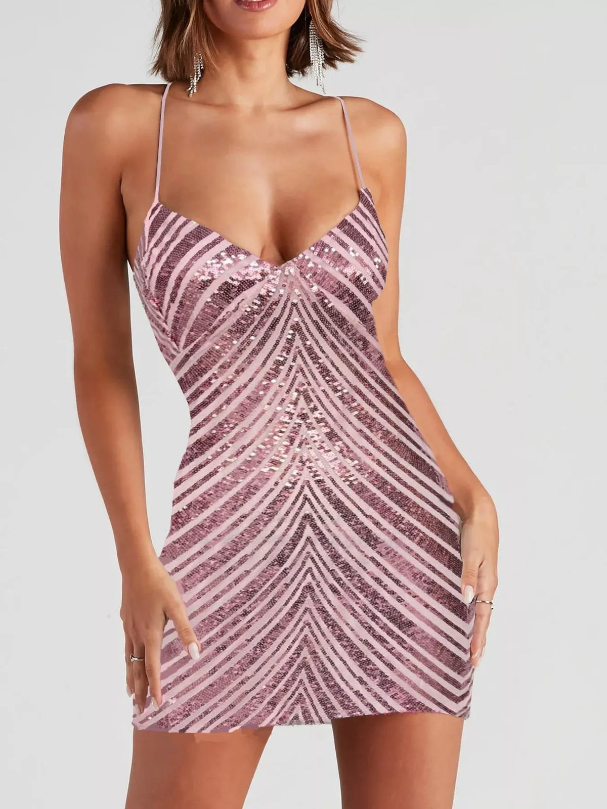 Sequin cami mini dress – pink