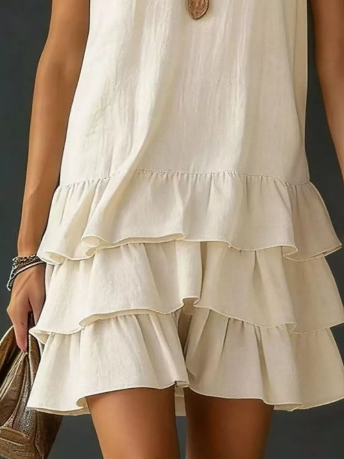 Ruffle-hem sleeveless dress