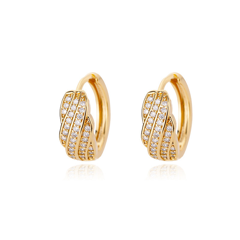 Pavé gold hoop earrings