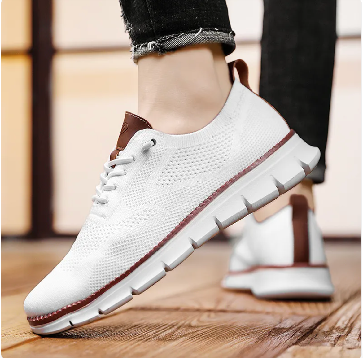 Mesh lace up sneakers, White, front