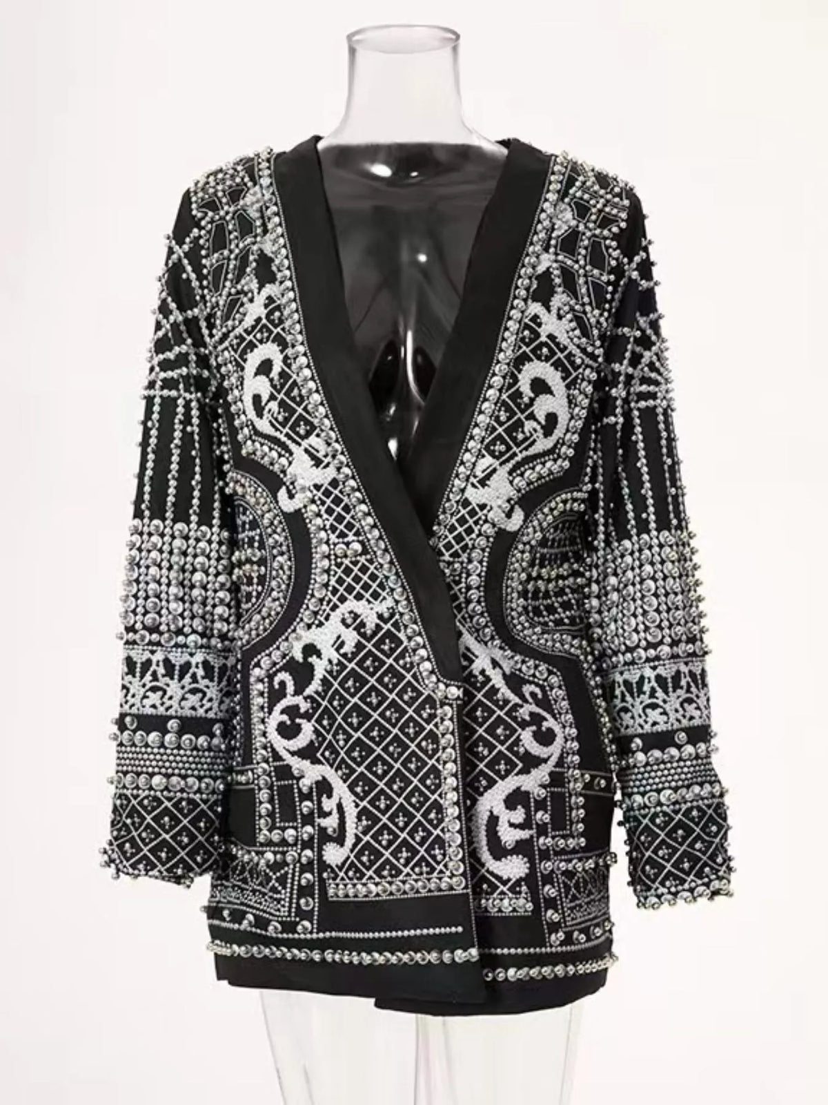Pearl-button blazer – silver