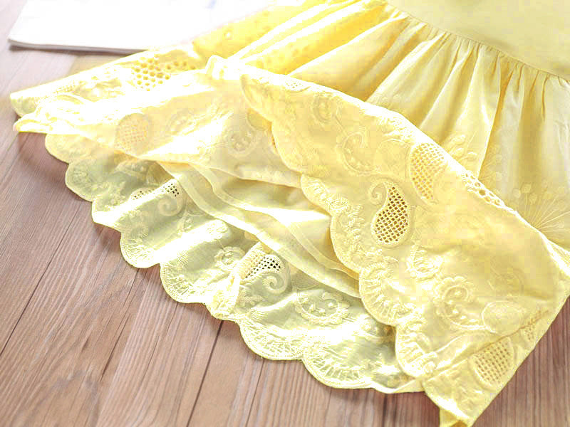 Girls' embroidered ruffle dress