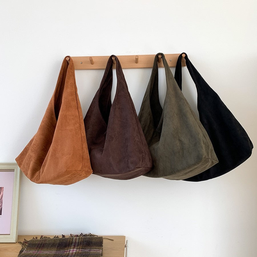 Slouchy suede-look hobo