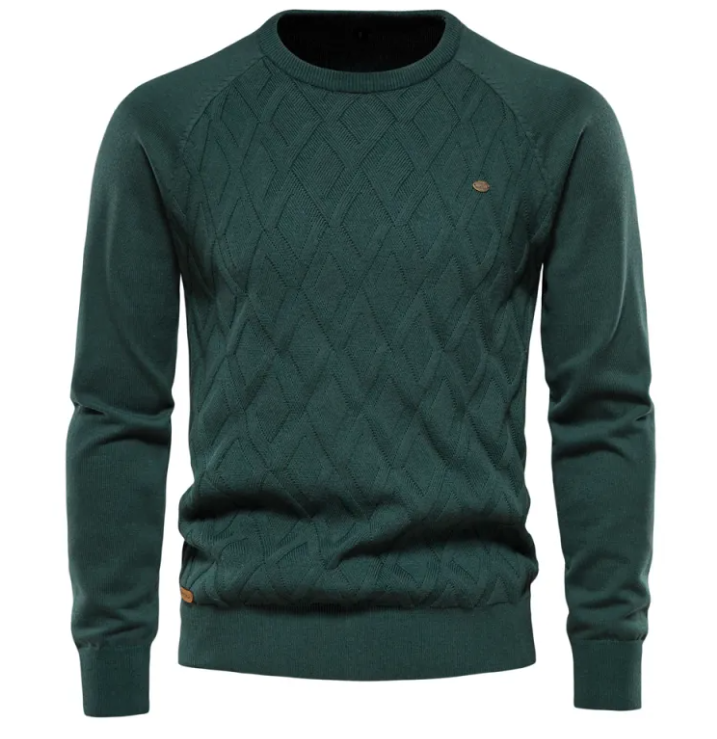 Diamond-knit crew sweater