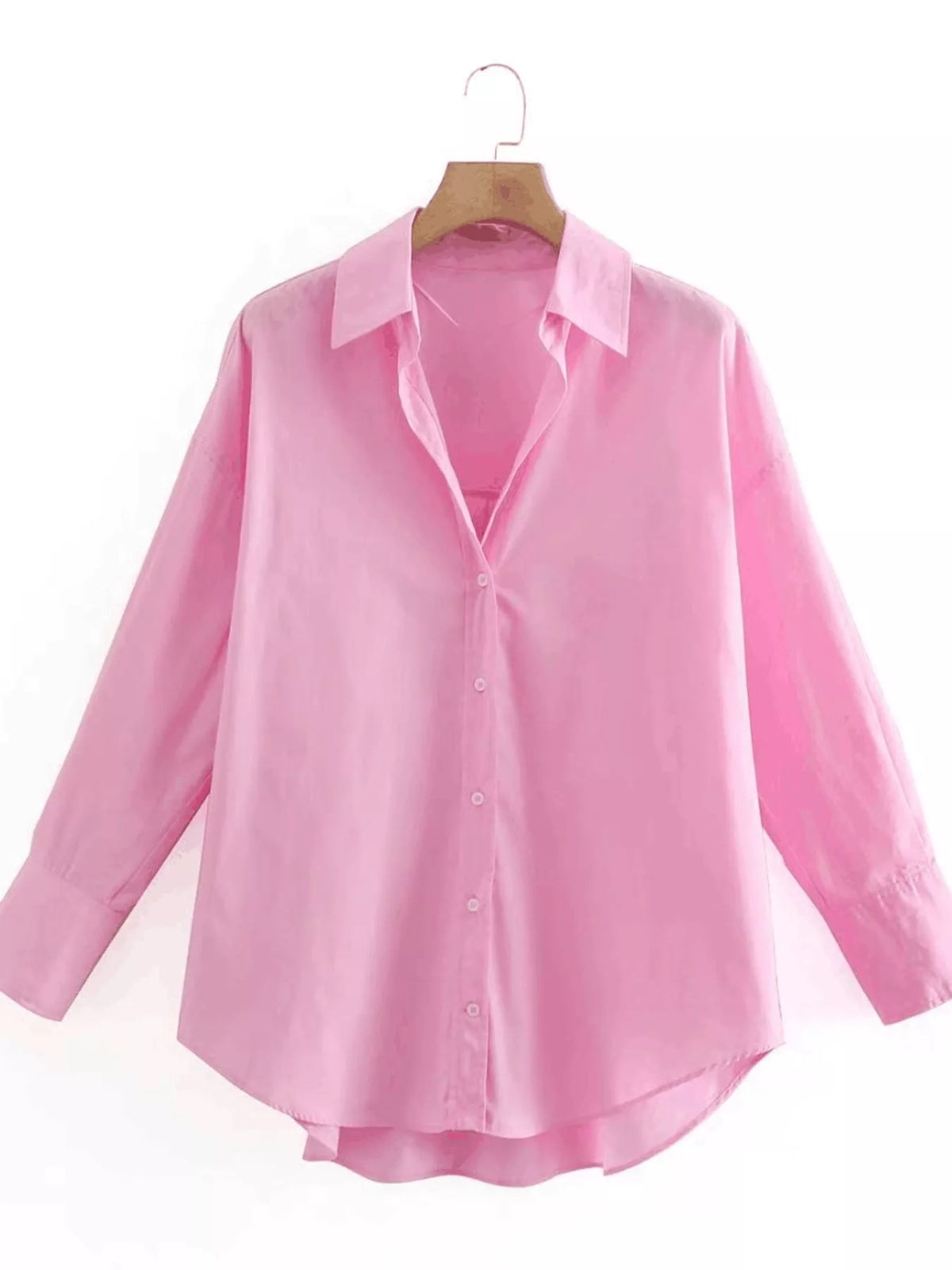 Oversized button-down shirt – pink