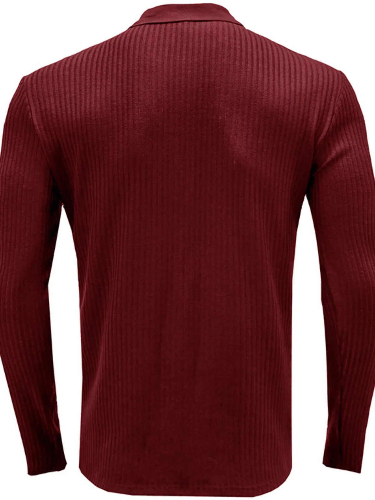 Ribbed knit long sleeve polo