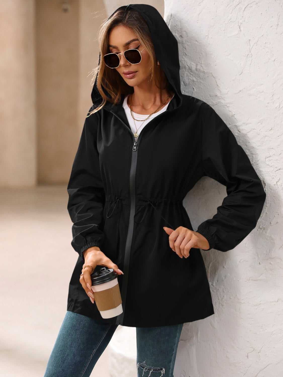 Hooded zip jacket