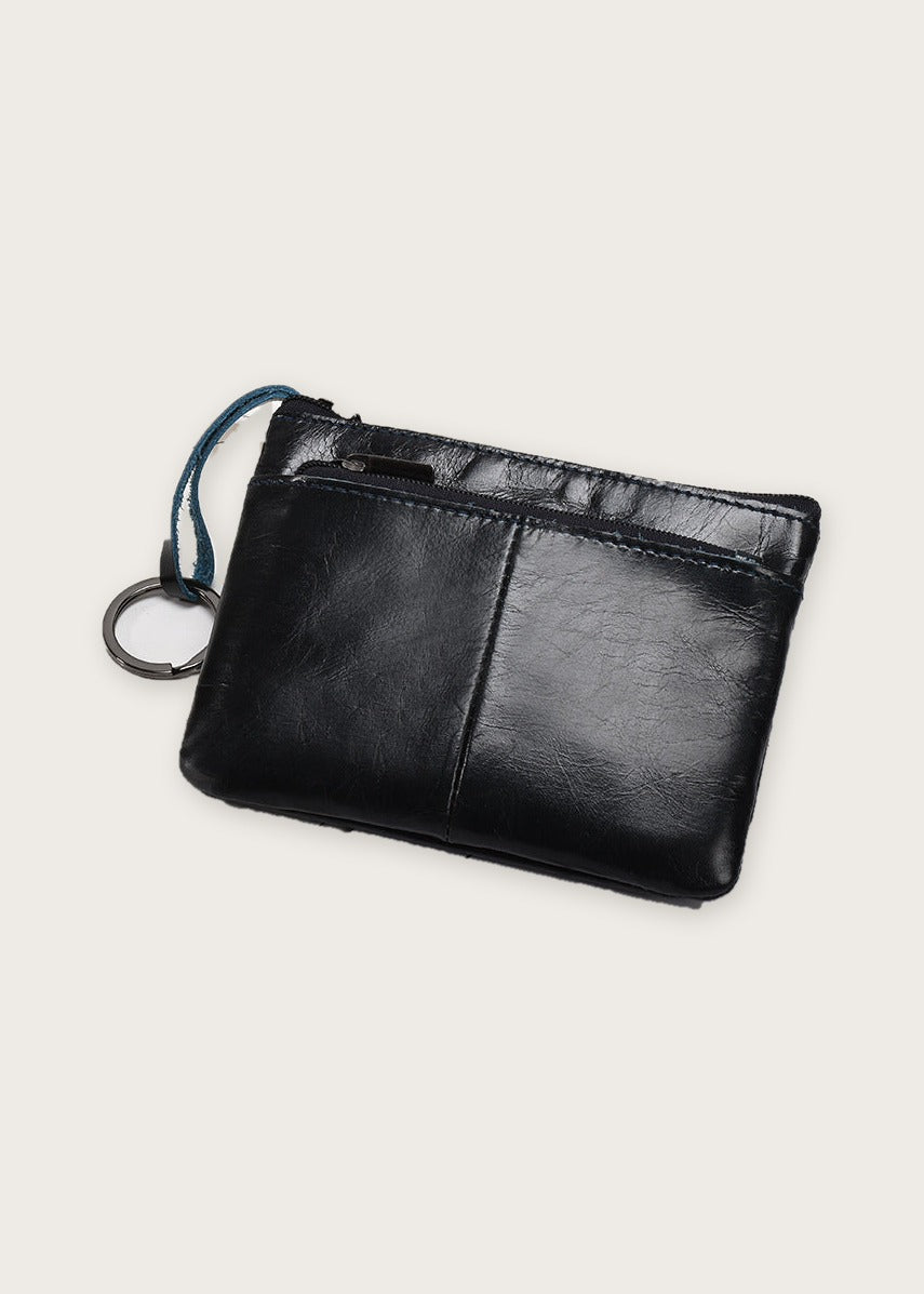 Zip coin pouch, Black, front