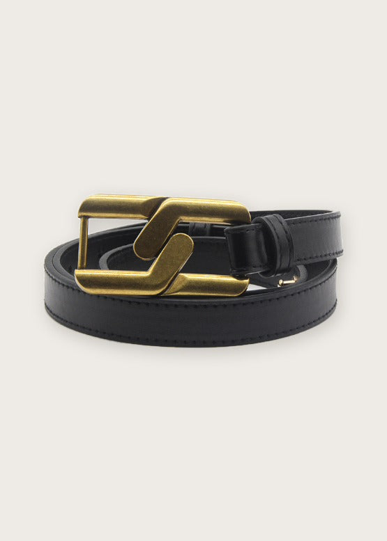 Link buckle belt, Black, front