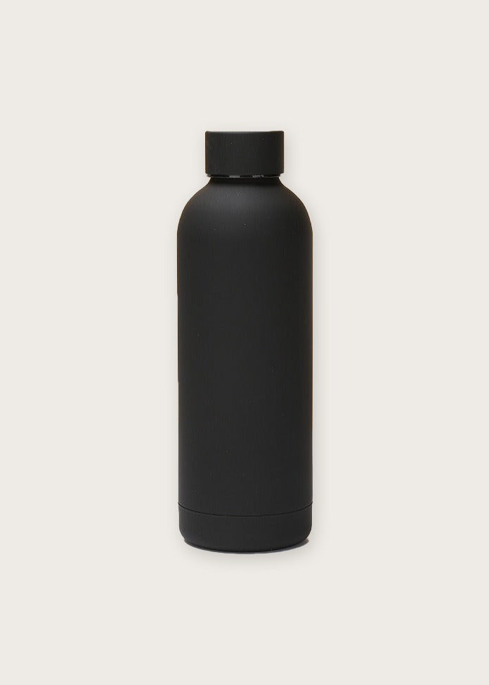 Insulated steel water bottle, Black, front