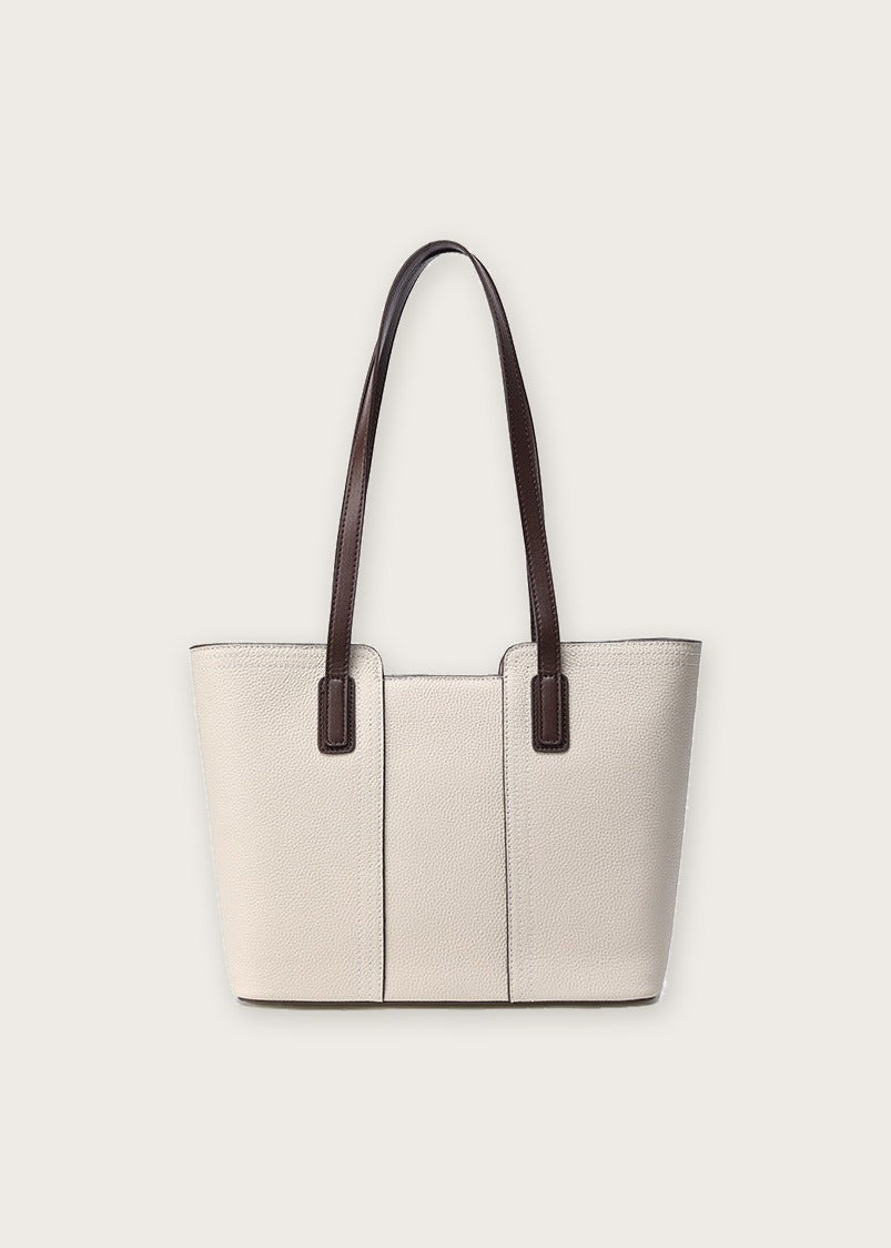 Two tone commuter tote, Beige, front