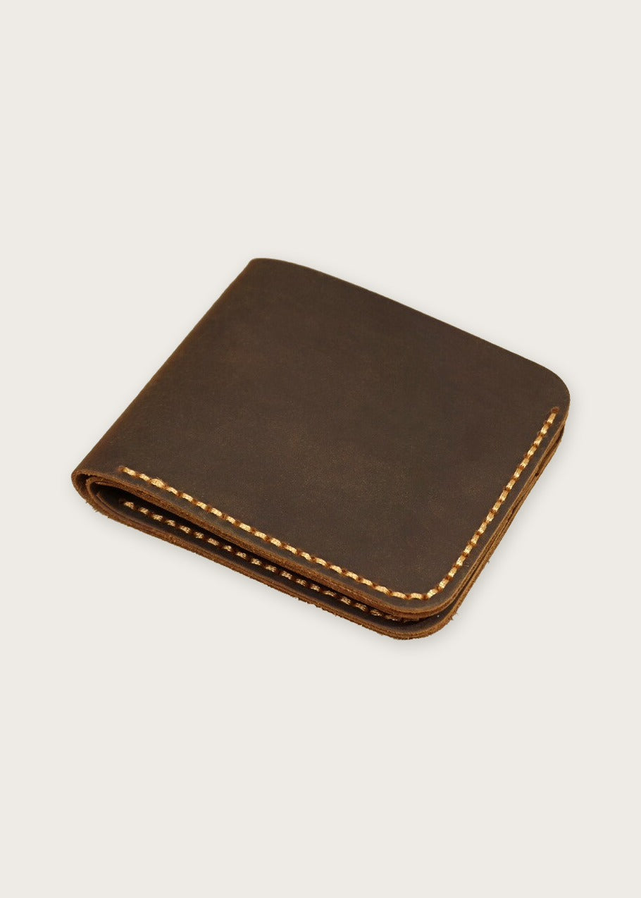 Leather bifold wallet, Brown, front