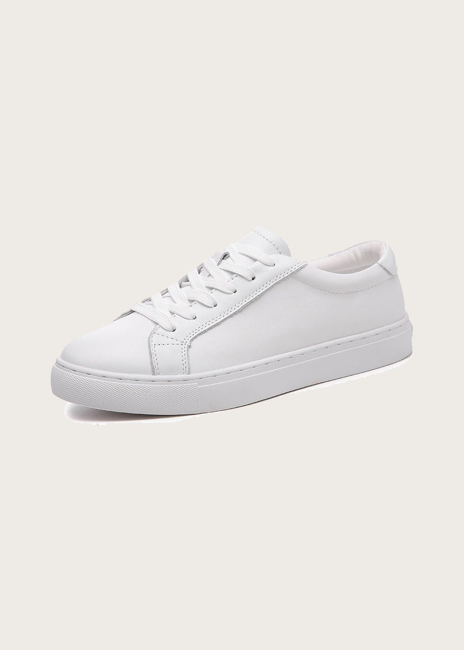 Leather low top sneakers, White, side