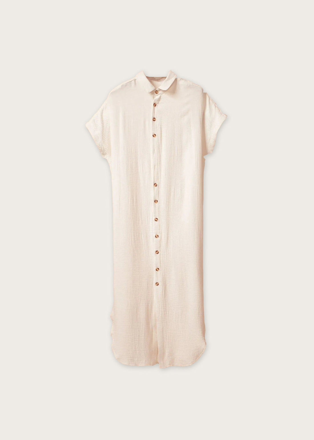 Short sleeve midi shirt dress, Khaki, flat
