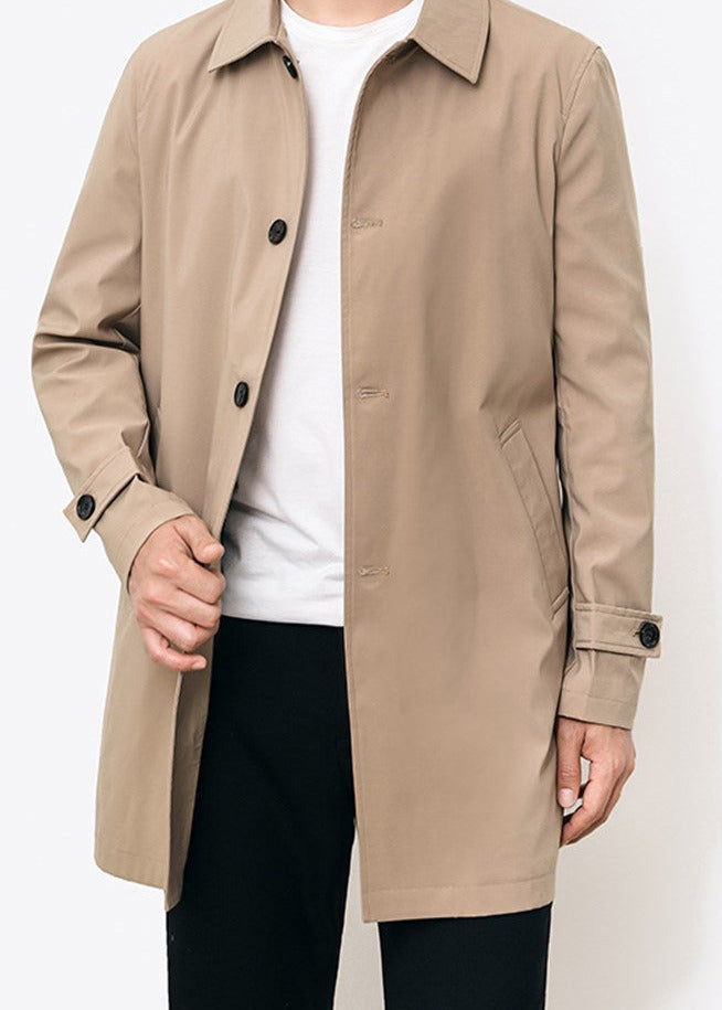 Button front mac coat, Khaki, front