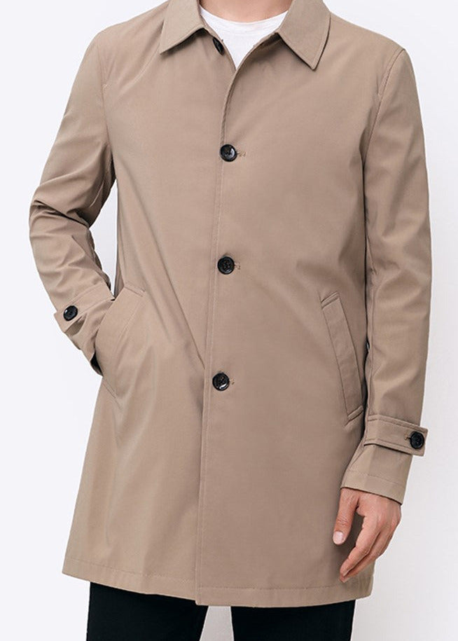 Button front mac coat, Khaki, front